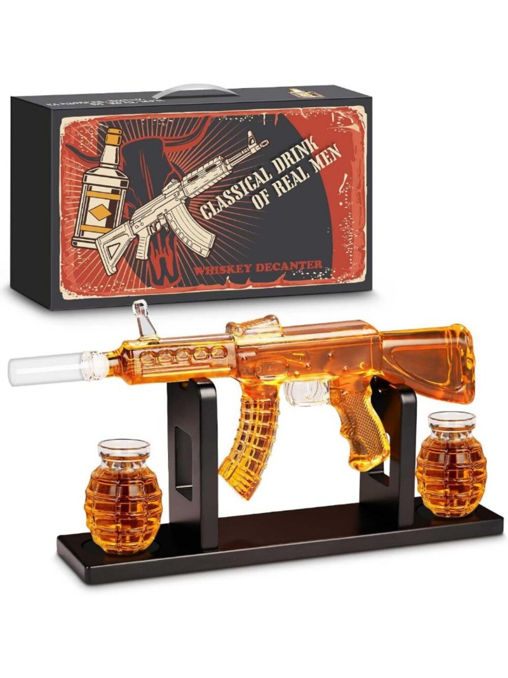 Whiskey Decanter Set with 2 Glasses - Perfect Gift for Dad, Husband, or Grandpa